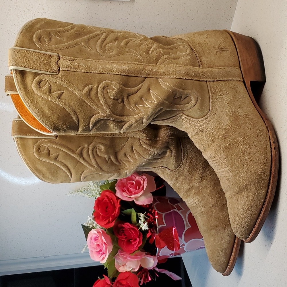 Mens FRYE suede leather western style boots (sz 10.5)